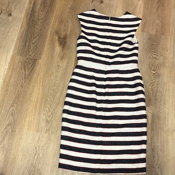 Banana Republic Boucle Tweed Striped Red White and Blue Sheath Dress size 0 - Picture 6 of 8